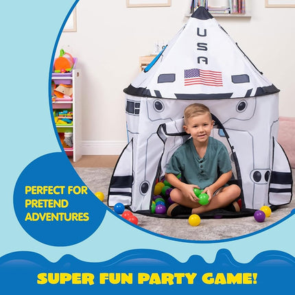 JOYIN Kids Play Tents Indoor Outdoor, Rocket Ship Play Tent, Spaceship Pop up Play Tent for Kids, Toddlers Playhouse Toys, Birthday Gifts for 3 4 5 6 7 8 Year Old Boys & Girls