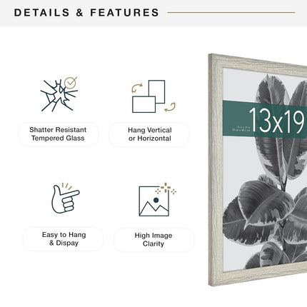 MCS Industries Inc 63726 13x19 Inch Studio Gallery, Gray Woodgrain Frames, 13x19