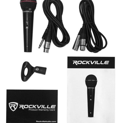 Rockville RMIC-SR Dynamic Handheld Microphone, 600 Ohms +/-30%, 72dB Sensitivity, M-56 Cartridge, Metal Body, OFC Copper Cables & Case, for DJ, Vocal, Karaoke