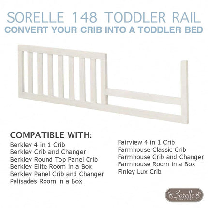 Sorelle Furniture Toddler Rails and Full-Size Bed Adult Rails, Sorelle Wood Bed Rail & Crib Conversion Kit, Converts Sorelle Furniture Crib to Toddler Bed and Full-Size Bed, # 148 - White