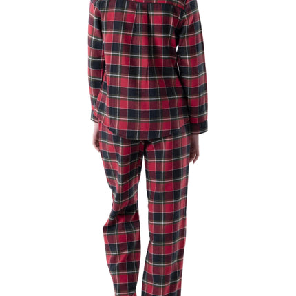 Wrangler Women's Long Sleeve Flannel Top and Pant Pajama Set, Blue Plaid, 2X
