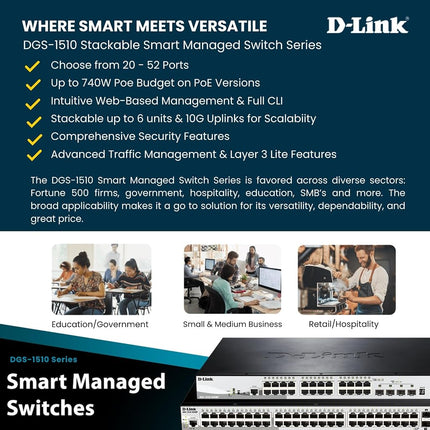 D-Link DGS-1510-52X SW SFP+ 52-Port Gigabit Smart Managed Switch