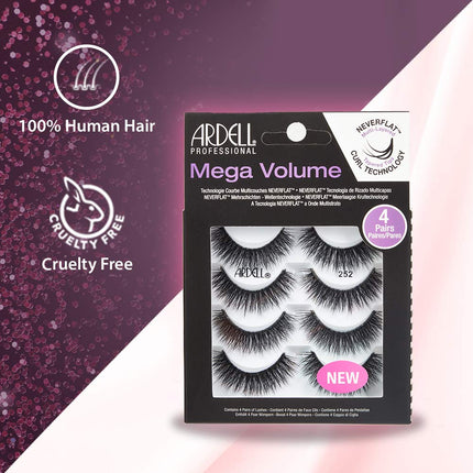 Ardell Lashes Mega Volume 252, 4 Pairs x 2 Packs (8 Pairs)