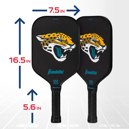 Franklin Sports NFL Jacksonville Jaguars Pickleball Paddle - Official NFL Team Pickleball Paddles - USAP (USAPA) Approved Premium Quality Pickleball Paddles - Authentic Team Logos + Colors