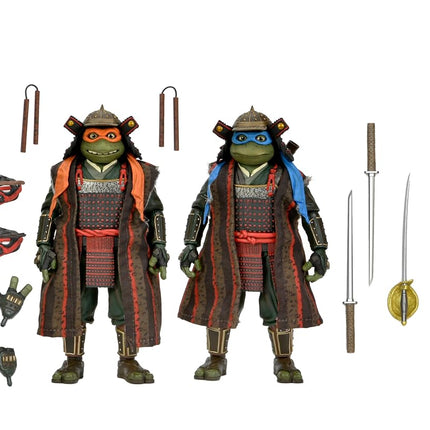 NECA Teenage Mutant Ninja Turtles 3 (Movie) - Turtles in Time- 1:7 Scale Collectible Action Figures, Leonardo & Michelangelo 2-Pack