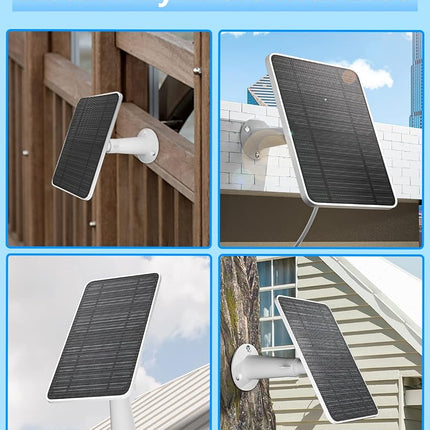 Solar Panel for Security Camera, 5V 4W Solar Panels Charger Compatible with Eufycam 2C/2C Pro/2/2 Pro/E20/E40/E, Micro USB & Type-C Port, IP65 Waterproof, 9.8ft Charging Cable & Wall Mount, 4 Pack