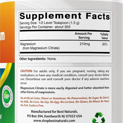 Best Naturals Magnesium Citrate Powder 1 Pound