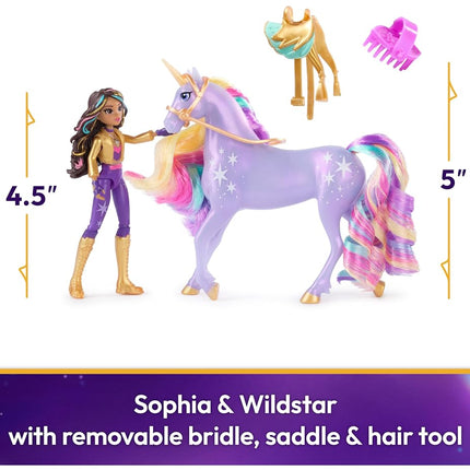 Unicorn Academy, Sophia & Wildstar Set with 2 Riding Accessories and Hair Styling Tool, Dolls and Unicorn Toys for Girls Aged 4 and up