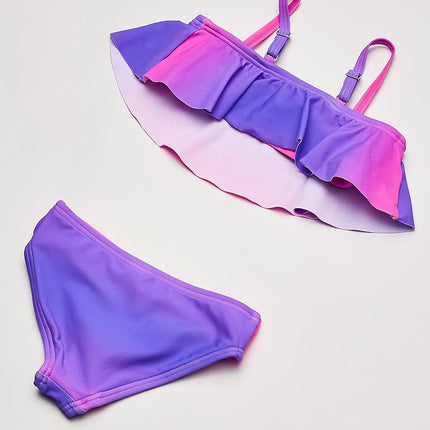 Traje de baño de 2 piezas Kanu Surf Karlie Flounce Bikini Beach Sport para niñas, Janie Pink, 2T