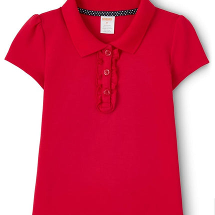 Gymboree Girls and Toddler Short Sleeve Ruffle Polo Shirt, Red 3-Pack, 4T