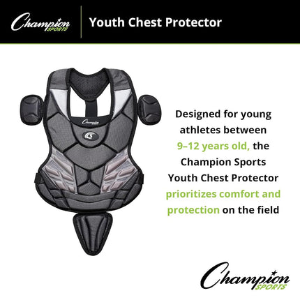 Protector de pecho de béisbol Champion Sports P120LBK modelo juvenil, 13"
