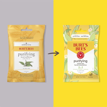 BURT'S BEES Facial Cleansing Towelettes with White Tea Extract - 10 Towelettes