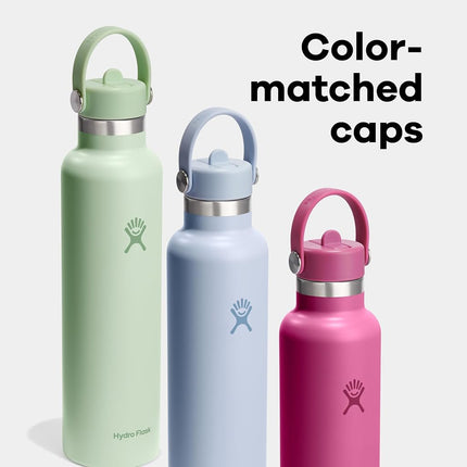 Hydro Flask Water Bottle - Insulated Stainless Steel - Straw Lid, Non Spill, Leakproof in 24 Oz Nectar Orange