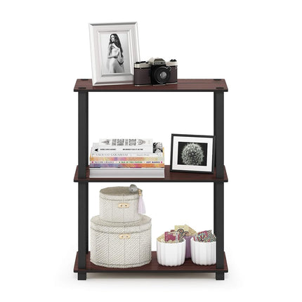 Furinno TURN-S-TUBE 3-Tier Tool-Free Corner Shelf, Dark Cherry