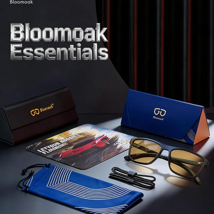 Bloomoak-99% Blue Light Blocking Glasses - Gaming Glasses - Anti Glare - Anti Fatigue -Suitable for Screens, Games, TVs (76% - Best for Gaming (Hard Case Included), Yelow Lens - DayNight)