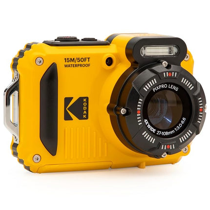 KODAK Pixpro WPZ2 - 16M Pixel Compact Digital Camera, Waterproof to 15m, Shockproof, 720p Video, 2.7" LCD Screen - Li-ion Battery, Yellow