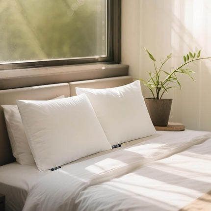 Farm To Home 100% Organic Cotton Bed Pillows Queen Size Set of 2 - Down Alternative Hotel Quality White Bedding for Back and Side Sleepers,20"x28"