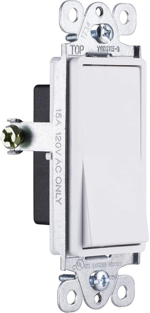 GE home electrical Switch Fans & Lights,White,GE Grounding Paddle Rocker, Single Pole, in Wall On/Off Power Replacement for Ceiling Fans,15 Amp, for Home, UL Listed, 44017,1 Count (Pack of 5)