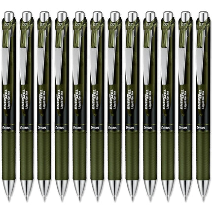 Pentel EnerGel XM Edición Especial - Punta de 0.7 mm BL77 A2 - Bolígrafo retráctil de tinta de gel líquido - 54% reciclado (paquete de 6, negro índigo)