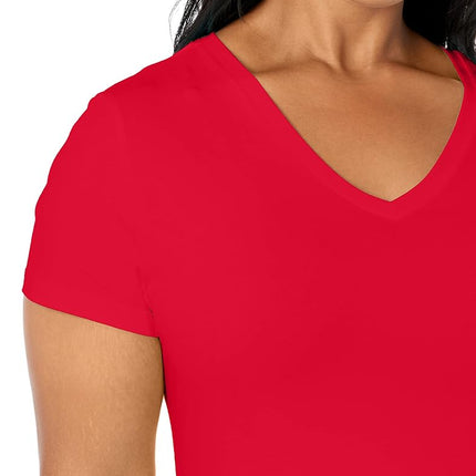 Nautica Women's Easy Comfort V-Neck Supersoft Stretch Cotton T-Shirt Red, Small