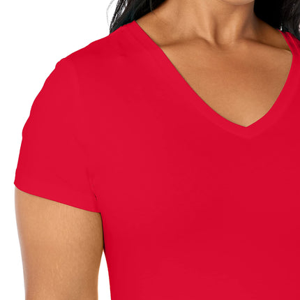 Nautica Women's Easy Comfort V-Neck Supersoft Stretch Cotton T-Shirt Red, Small