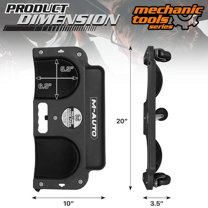 M-AUTO Rolling Knee Creeper Durable Knee Pads with Full 360 Degree Turn Casters and Tool Tray, Garage Kneeling Pads on Swivel Castors for Home Workshop Auto Repairing Maintaining, Black