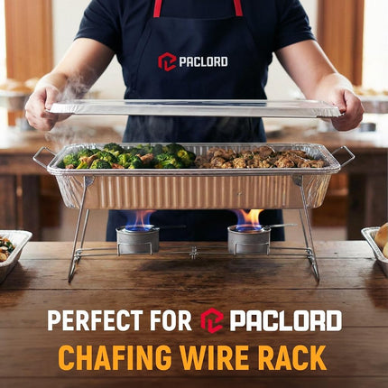 Paclord Aluminum Pans with Lids - 21" x 13" Full Size Foil Pans with Lids, Pack of 25 Pans and 25 Lids, USA-Made Disposable Aluminum Trays for Chafing Racks - Great for Cooking, Heating, Food Storing
