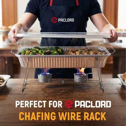 Paclord Aluminum Pans with Lids - 21" x 13" Full Size Foil Pans with Lids, Pack of 50 Pans and 50 Lids, USA-Made Disposable Aluminum Trays for Chafing Racks - Great for Cooking, Heating, Food Storing