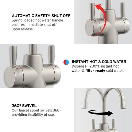 InSinkErator HC250SN-SS HOT250 Instant Hot/Cold Water Dispenser, Satin Nickel