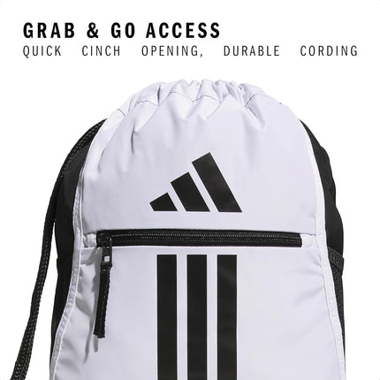 adidas Alliance Sackpack – Drawstring Backpack Small Bag for Men and Women, White/Black, One Size