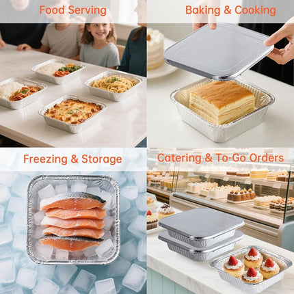 Ezsart 20 Pack 8x8 Aluminum Pans with Lids, 8x8 Foil Baking Pans with Lids