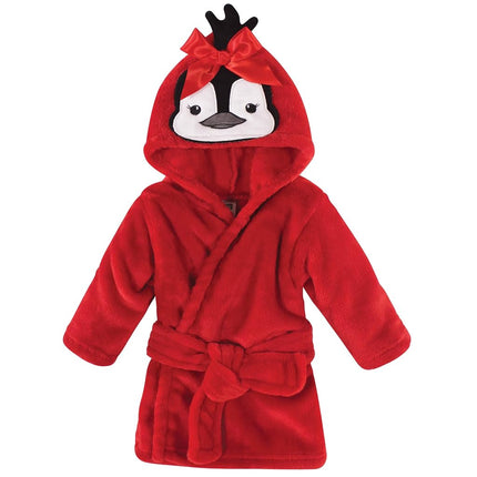 Hudson Baby Albornoz de Felpa con Cara de Animal Unisex para Bebé, Pingüino Niña, 0-9 Meses