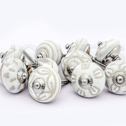 JGARTS 20 Knobs White Hand Painted Ceramic Knobs Cabinet Drawer Pull