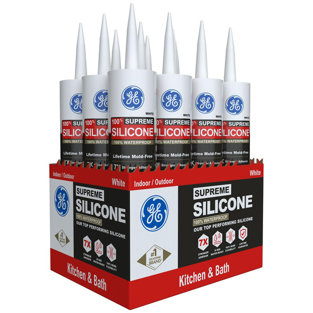 GE Supreme Silicone Caulk for Kitchen & Bathroom -