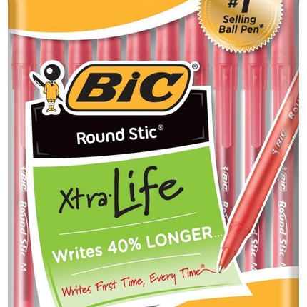 BIC Round Stic Xtra Life Ball Pen, Medium Point (1