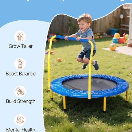 VEVOR 3FT Trampoline for Kids, 36" Indoor/Outdoor Trampoline for Toddlers, Foldable Mini Baby Trampolines with Foam Handle, Recreational Trampolines Birthday Gift
