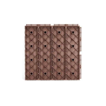 FloorPops FPD6185 Straight Groove Decking Tiles, Dark Brown