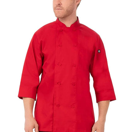 Chef Works Men's Morocco Chef Coat Jackets, Red, X