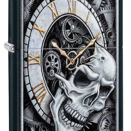 Zippo Clock Skull Zippo Clock Skull Lighter, Black