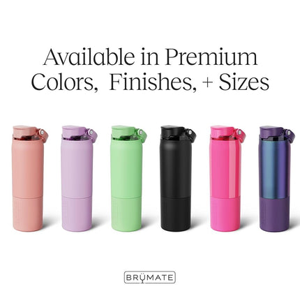 BrüMate Rise Water Bottle with 100% Leakproof Silicone Straw, Insulated Stainless Steel Water Bottle, Cup Holder Friendly, Fast Flow, Soft Silicone Drinking Spout, BPA Free