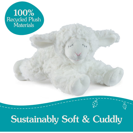GUND Sonajero de Cordero Sostenible, Cordero Winky de Peluche, Juguete de Peluche Hecho con Materiales 100% Reciclados, Juguete Sensorial de Peluche con Sonajero para Bebés, Blanco, 7"
