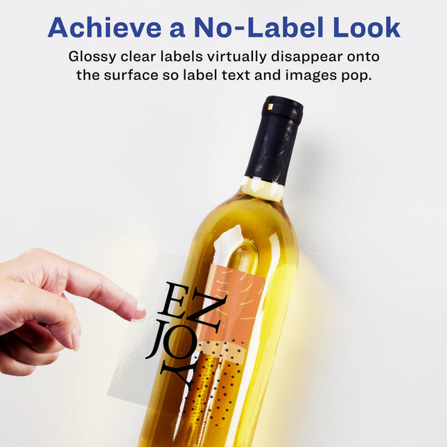 Avery Glossy Clear Rectangle Labels with Sure Feed, 4" x 5", 50 Glossy Clear Labels, Print-to-The-Edge, Laser/Inkjet Printable Labels