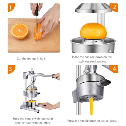 TONGCHANT Cast Iron Manual Juicer for Orange Lemon Citrus &Pomegranate