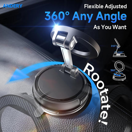 ANDERY Car Phone Holder for Magsafe [78+LBS Strongest Suction & 2400gf Magnetic] 360° Adjustable Car Phone Mount, Compatible with iPhone 17 Pro Max 16 15 14 13 12 Air Plus, Carbon Fiber