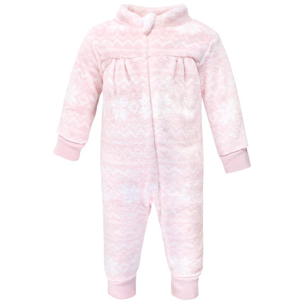 Hudson Baby baby-girls Plush Jumpsuits, Snowflakes, 0-3 Months