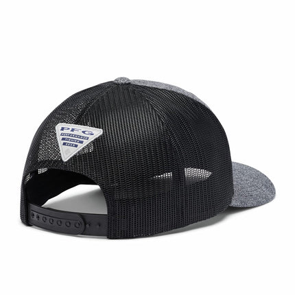 Columbia PFG Mesh Snap Back Ball Cap, Grill Heather/Black/Fish Flag, One Size