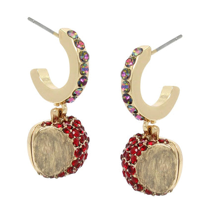 Betsey Johnson Boucles d'oreilles créoles pomme femme, Taille unique, Métal Verre, Sans pierre précieuse