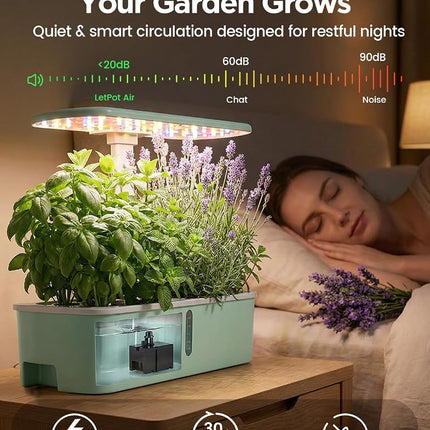 LetPot LPH-Air Hydroponics Growing System Kits, APP & WiFi Controlled Smart Indoor Garden with 24W Grow Light Full Spectrum, 10 Pods Planter Indoor Gardening for Gifts, Kitchen, Vegetable