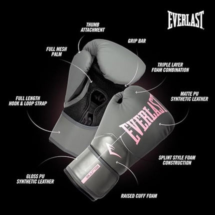 Everlast Unisex Elite Training Gloves Grey/Pink 12oz