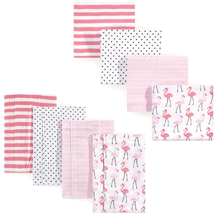 Hudson Baby Paños para eructar de franela de algodón y mantas de recepción para bebés unisex, 8 unidades, Flamingos, Talla única